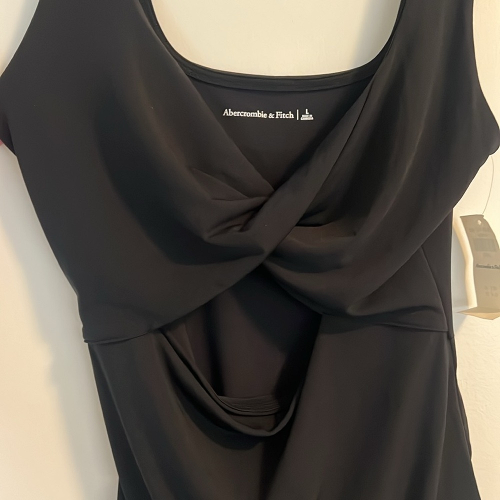Abercrombie black twist front cut-out bodysuit, NWT, size L
